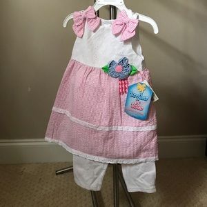 Gingham Dress with leggings. 2t. New with Tags.